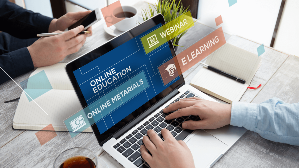 Online education, online materials, webinar and e-learning image